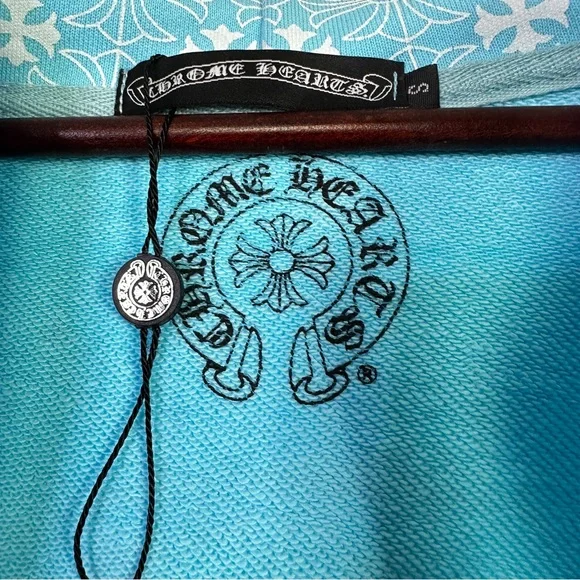 Chrome Hearts Sweater Hoodie Blue White Small Sweatshirt Zip Up Graphic Printed